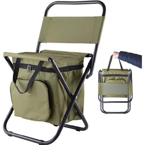 Chaise Pliante ExtéRieure, Petite Chaise De Plage Multifonctionnelle Multi-Poches ImperméAble, AdaptéE à La PêChe, Au Camping, à La RandonnéE,Vert (1/5)