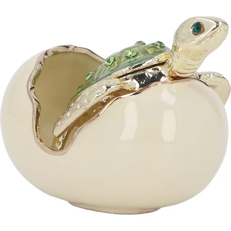 Coffret bijou tortue verte artisanale - Boîte à trésors en alliage zinc, figurine bébé tortue faite main, rangement bureau décoration (1/5)