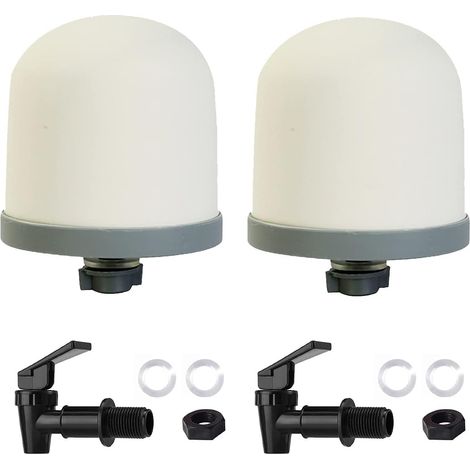 2 Filtre à dôme, 2 Robinet noir, Céramique diatomite, PP sans BPA, Pour seau eau 18L (1/5)