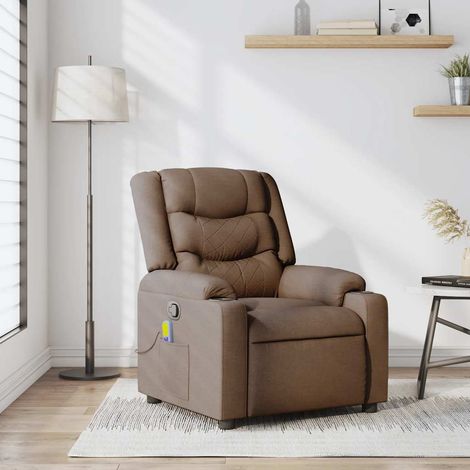 Fauteuil de massage inclinable-Chaise de relaxation-Fauteuil Relax Marron Tissu 670128 (1/5)