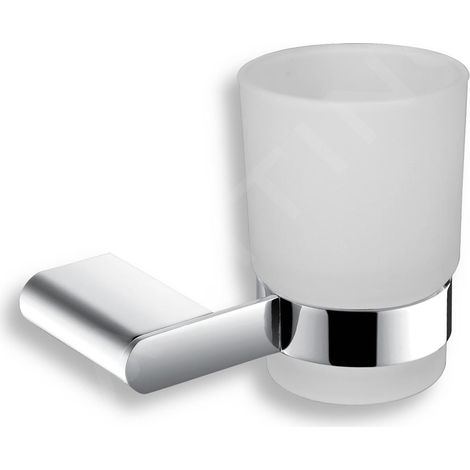 Novaservis Titania Naty - Verre pour brosses à dents et dentifrice avec support, verre dépoli/chrome 66606,0 (1/2)