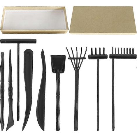 Ensemble de 9 mini râteaux pour jardin zen, ornements de mini ferme, outils de méditation pour jardin zen-15.5X5.5X0.8CM (1/3)