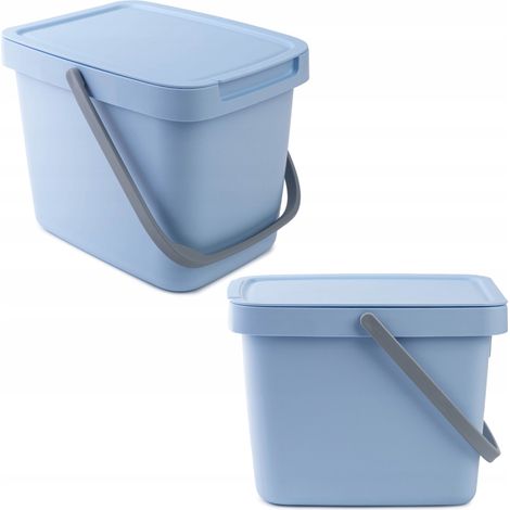 KADAX Poubelle avec couvercle et poignée, en plastique, pour le tri sélectif, rectangulaire avec couvercle à charnière (bleu, 6 l) (1/5)