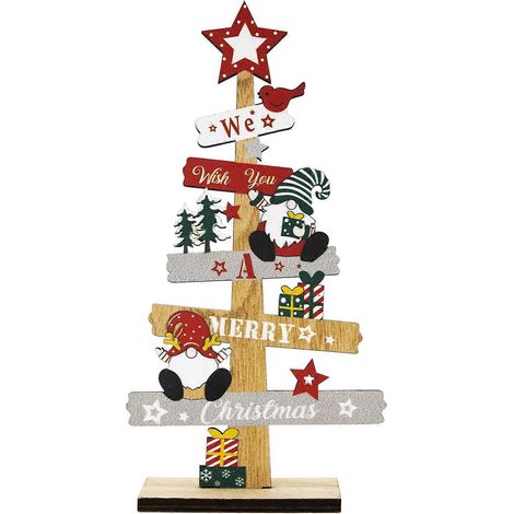 Décorations de table de Noël, panneau de table de Noël en bois, décorations de table de Noël, panneau de table gnome de Noël, panneaux de table pour centres de table de Noël (1/4)
