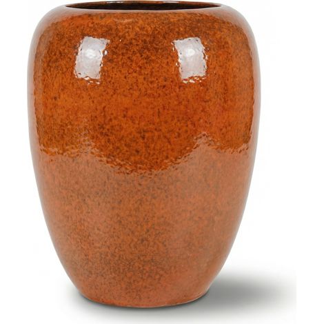 Provencelia Pflanzkübel Galilee Ø40 cm Höhe 50 cm frostbeständig, keramisch, handgefertigt, Herbstorange (1/5)