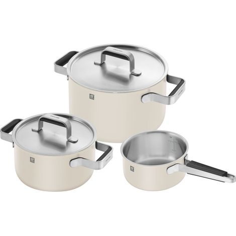 Zwilling - Pure Pots and pans set - Elfenben-Hvid - 3-pcs, 18/10 stainless steel