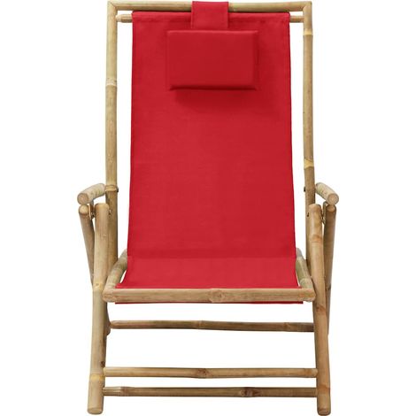 Maison Exclusive - Sedia reclinabile pieghevole in bambù rosso e tessuto (1/5)