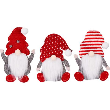 Ensemble de 3 porte-couverts de Noël en forme de gnome, pochettes de rangement festives pour fourchettes, cuillères et couteaux, organisateurs de vaisselle haut de gamme pour les fêtes de Noël et la d