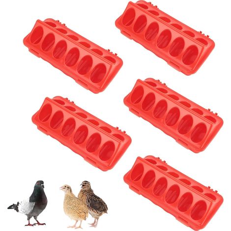 5 Pièces Mangeoire Volailles Couvercle Rabattable Petite Mangeoire Poussins (1/5)