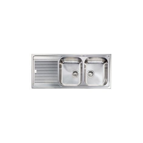 CM 011247DCSSX Zenith Lavello ad incasso 2 vasche con gocciolatoio sinistra 116 x 50 cm Acciaio inox satinato colore Acciaio inox (1/5)