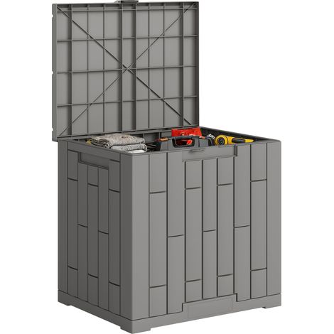 Coffre de jardin en résine étanche anti-UV 114 L avec serrure à clé 56x44x54 cm gris, rangement extérieur sécurisé