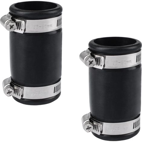 Lot de 2 raccords de tuyau flexibles de rechange, raccords de tuyau en caoutchouc noir avec colliers en acier inoxydable (Diamètre intérieur : 40 mm, Longueur : 90 mm) (1/5)