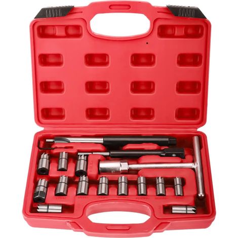 17-Piece Injector Reamer Set, 14-21.5 mm Diesel Injector Seat Reamer Kit, Professional Injector Seat Reamers, Universal Diesel Injector Cleaning Reamer for VW Audi BMW (1/5)
