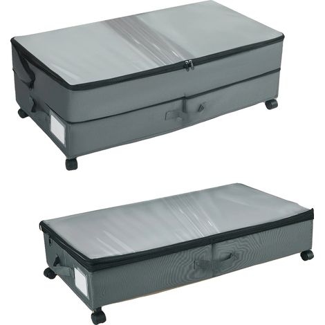 Unterbett-Aufbewahrungsbox, verstellbare Höhe, einfache Mobilität, Grau (1/2)
