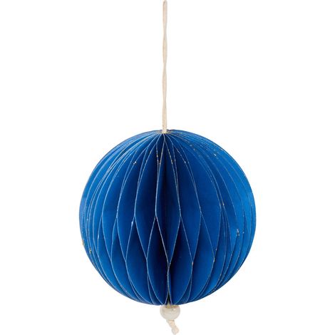 Déco Sapin Boule de Noël D 10 cm Origami bleu avec liseré Doré - Feeric Christmas (1/2)