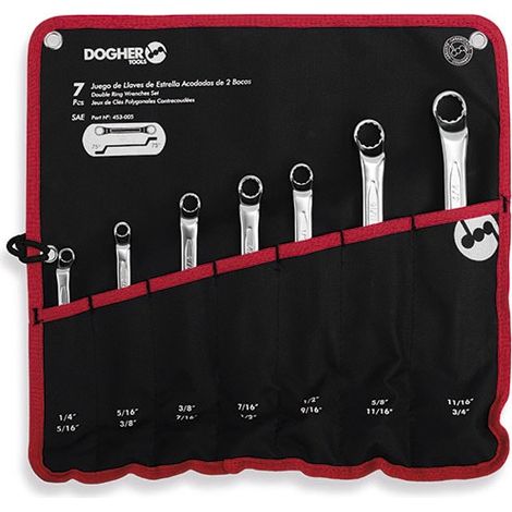 Tasche mit 7 abgewinkelten Sternschlüsseln, 75º, SAE  DOGHER 453-005