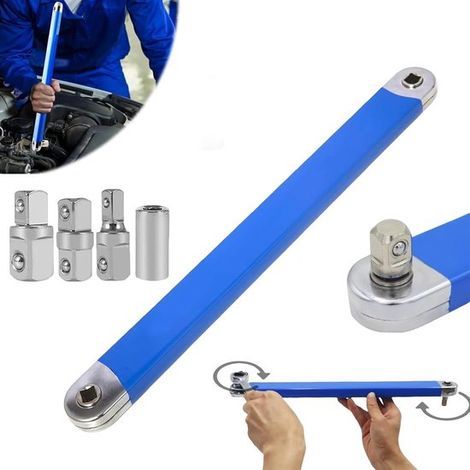 Clé à rallonge multifonctionnelle avec adaptateurs d'entraînement 1/2", 1/4" et 3/8" pour les réparations automobiles et domestiques (1/5)