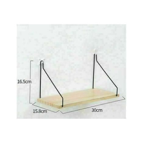 Étagère murale 30 cm - Profondeur 15 cm - Tablette flottante en bois décoré - Supports métal noir - Salon, chambre, bureau - L30 x P15 x H15 cm (1/5)