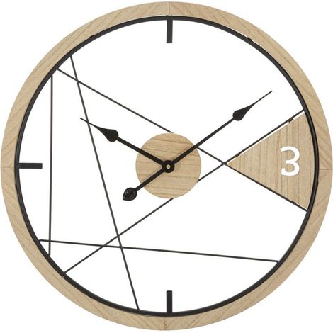 Horloge Murale en Métal "Geometric" 60cm Naturel & Noir