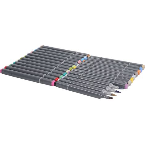 Ce lot de 24 marqueurs graffiti est sûr et non toxique, doté d'une conception à double extrémité et de 24 couleurs d'encre à base d'eau, adaptées à des matériaux tels que le bois, le verre et la céram (1/5)