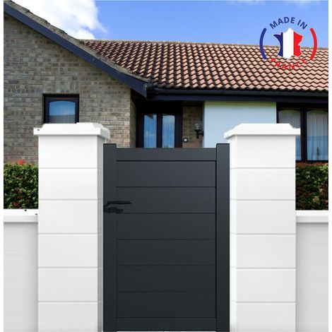Portillon aluminium modèle plein en kit dimensions L.1000 (entre piliers) x H.1700 mm Couleurs Gris (RAL 7016)