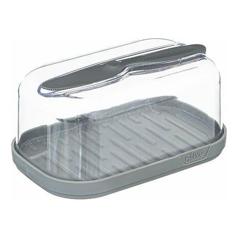 Fresh Eat Butterdose aus Kunststoff, grau, mit Messer (1/5)