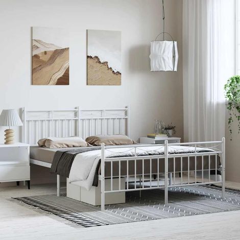 Estructura cama sin colchón con estribo metal blanco 135x190 cm vidaXL (1/5)