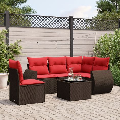 vidaXL Set Divani da Giardino 6 pz con Cuscini Marrone in (1/5)
