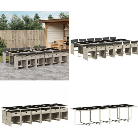 Ensemble à manger de jardin et coussins 13 pcs gris clair rotin - Salon De Jardin - Meuble De Jardin - Set Salon De Jardin - Résine Tressée - Mobilier Extérieur - Home & Living (1/5)
