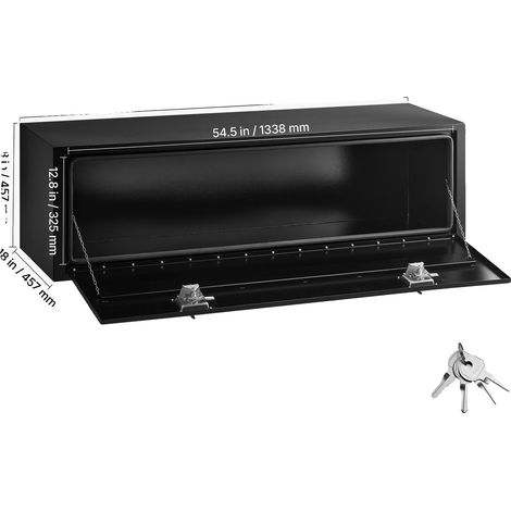 Caja de herramientas bajo el chasis, resistente a la intemperie, con mecanismo de cierre seguro, 60 x 18 x 18 pulgadas. (1/2)