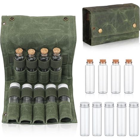 Lot de 9 boîtes à épices avec sac à épices portable, mini pots à épices, distributeur d'assaisonnement avec sac de rangement, conteneurs d'assaisonnement parfaits pour le camping, les (1/5)