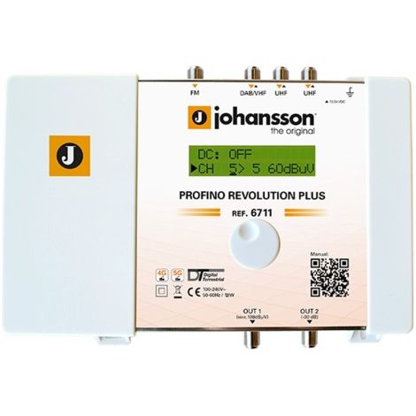 Amplificateur à filtre terrestre programmable 4 entrées - 1 FM + 1 DAB/VHF + 2 UHF, plus de 50 Canaux, AGC, Téléalimentation 12-24 V