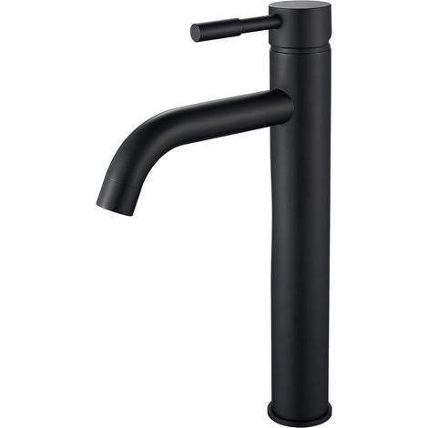 Robinet de lavabo, noir, surélevé, monocommande, pour vasque (1/5)