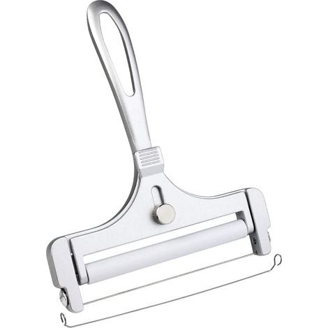 Cortador de queso de alambre de acero inoxidable, cortador de queso de grosor ajustable, apto para quesos blandos y semiduros (plata escarchada) 5,9 x 4,5 pulgadas (1/5)