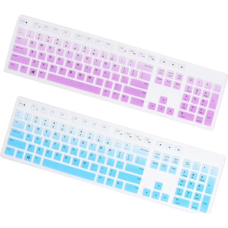 Housse Clavier Silicone Étanche Lot 2 Compatible Kb216T Bleu Dégradé Fine Protection Clavier Poussière et Éclaboussures Usage Bureau Couleur Aléatoire (1/5)