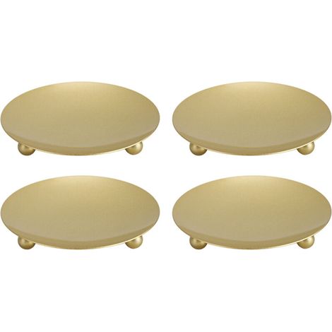 Gold-colored metal candlestick set, 4 pieces, stable and sturdy feet, large capacity, gold candlestick for bedroom, office, cafe (1/5)