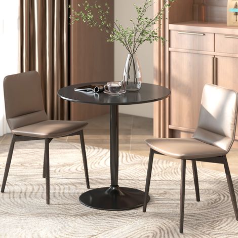 Esstisch für 2 Personen, runde Tischplatte Ø80 cm, MDF und Stahl, rutschfest, Schwarz, 75H cm (1/5)