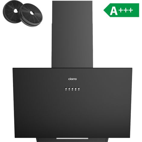 Ciarra Cappa Aspirante Inclinata 60cm 650m³/h Classe A 3 Velocità Scarico o Ricircolo Nera
