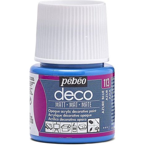 Peinture - PEBEO - Azur - Mat - 45 ml - Bleu - Décoration d'objets