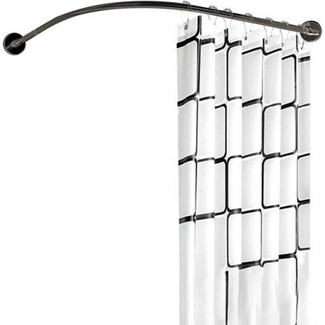 1 Tringle de douche courbe, extensible, acier inoxydable, montage mural, coin salle de bain (1/5)