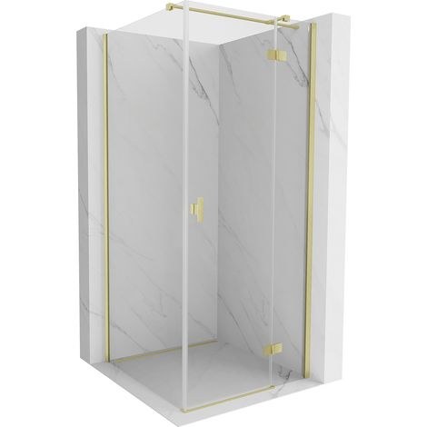 Mexen Mist H T Duschkabine schwenkbar rechts 80 x 80 cm, transparent, gebürstetes Gold - 8A5T-080-080-55-00-P (1/5)