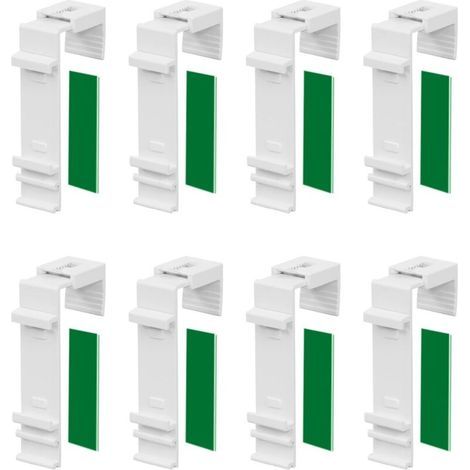 Set mit 8 langen Befestigungswinkeln für Doppeljalousien, zur Befestigung und Verklebung ohne Bohren, zur Montage an PVC-Fenstern und Fenstertüren. (1/4)