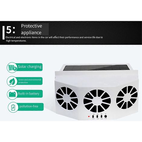 Weißer Autolüfter mit Solarladefunktion und Heizung für Autos