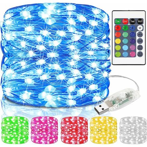 Green Mobility-10M 100LED Guirlande Lumineuse 16 Couleurs, Guirlande Lumineuse Intérieure et Extérieure, Charge USB 4 Modes d'Eclairage pour Fête Intérieure Extérieure. (1/5)