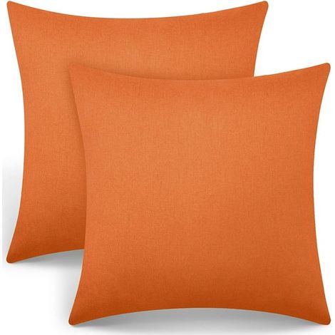 2 Housses de Coussin Décoratives Extérieur Balcon Imperméables, Coque en PU, Taie Carrée Jardin pour Terrasse, Canapé, Tente, Lit et Balcon, 45 x 45 cm (Orange) (1/5)