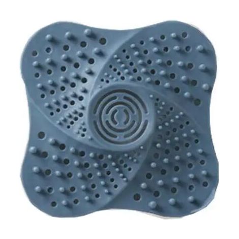 Bouchon anti-cheveux pour siphon de sol (baignoire, douche, évier, cuisine) bleu