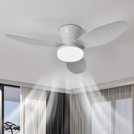 Ventilateur de plafond 42 pouces avec lumière – Télécommande, 3 pales – 6 vitesses, moteur réversible – 3 températures de couleur dimmable – Idéal pour chambre-Blanc (1/5)