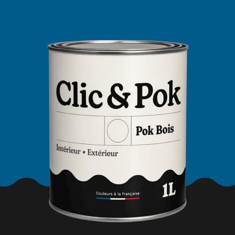 Peinture Bois Extérieur – POK BOIS - 1L - RAL 5017 - Bleu signalisation- Résistante aux intempéries - Ne s'écaille pas
