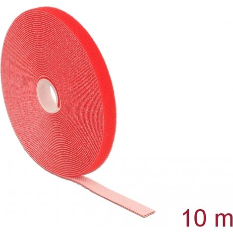 Delock Cinta de gancho y bucle en rollo LA 10 m x AN 13 mm rojo