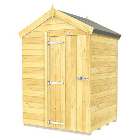 5 x 4 Feet Apex Shed - Single Door Without Windows - Wood - L127 x W147 x H217 cm